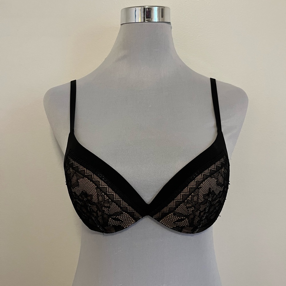Black and Nude Lace Calvin Klein Bra